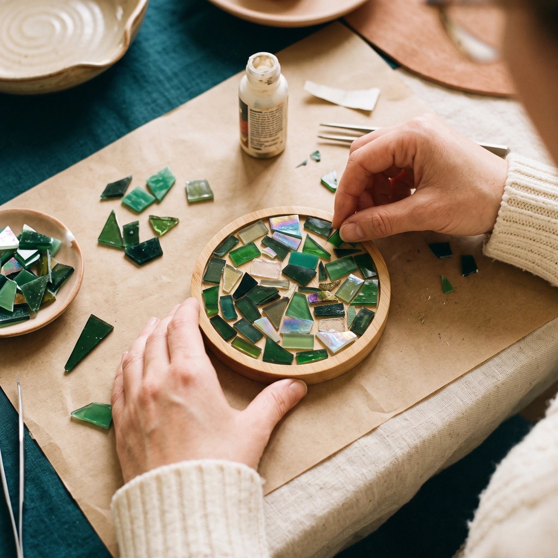 Pre-cut glass and the included craft materials
