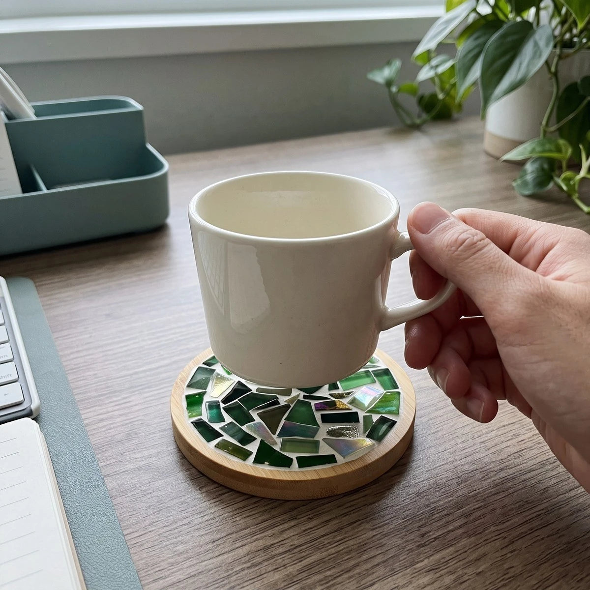 Accurate craft materials laid out on a kitchen table